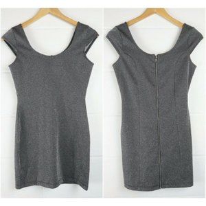 H&M Metallic Dress Womens Size 8 Divided Back Zip Textured Tight Bodycon Party